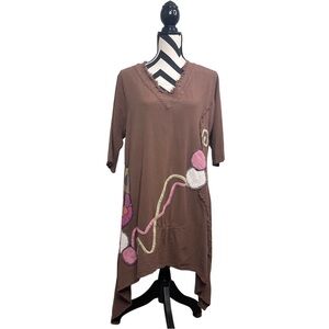 Maria De Guadalajara Artsy Boho Art to Wear Lagenlook 100% Cotton Tunic